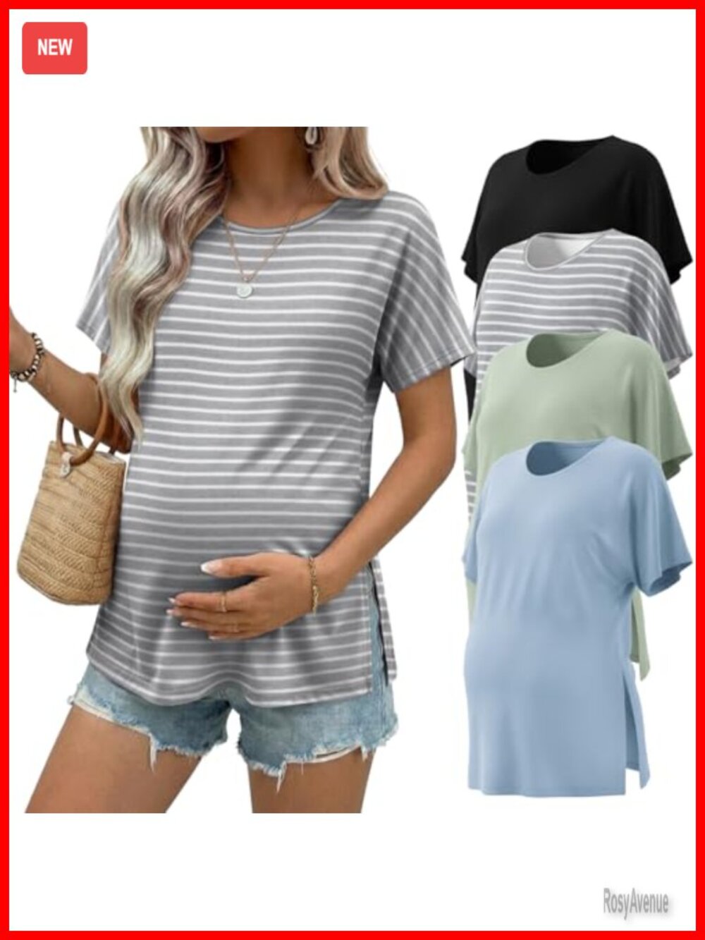 Maternity Shirts 4 Pack Short Sleeve Tunic Tops Casual Pregnancy Tee